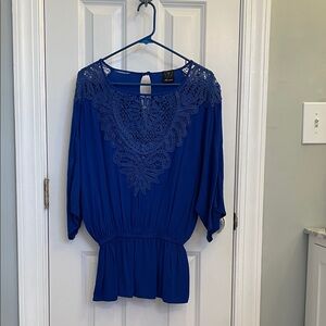 Ella Moss Royal Blue Lace Blouse